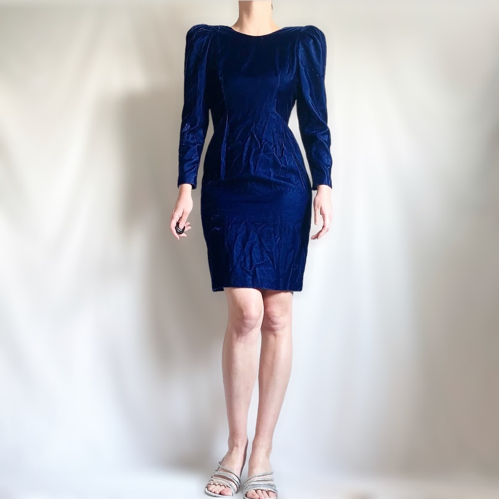 Vintage 80s/90s Navy Velvet Dress